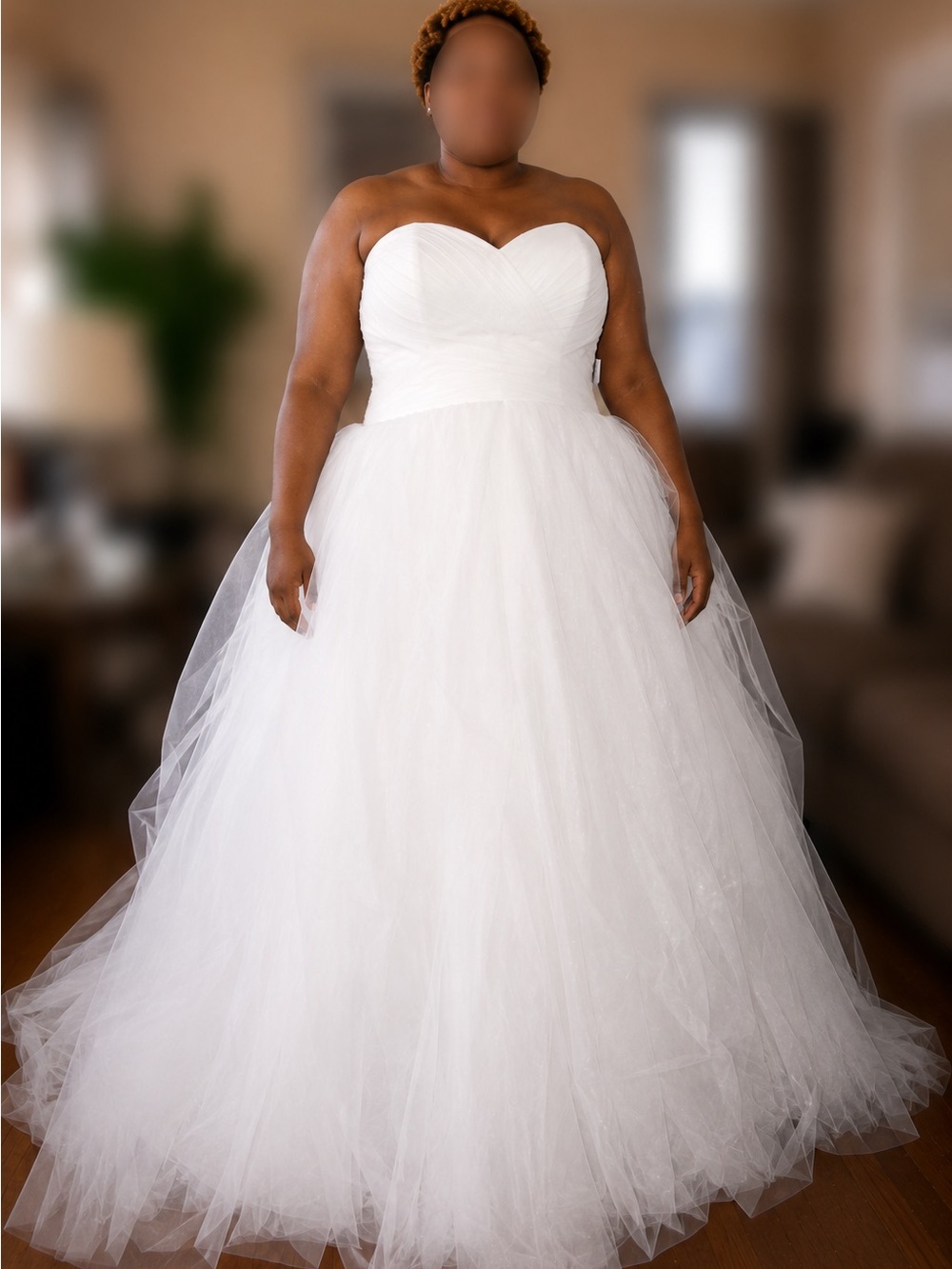David’s Bridal Wedding Dress NWT Size 20W Strapless Ball Gown + Veil & Garter